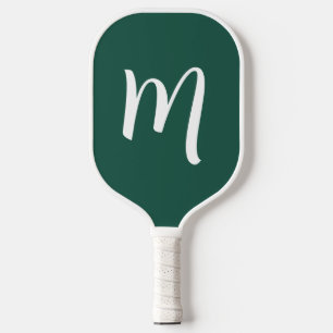 Large Monogram Elegant Script Emerald Green Pickleball Paddle