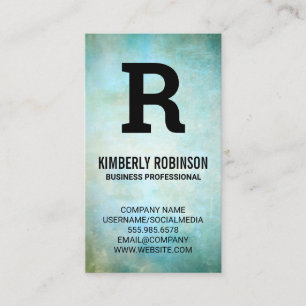Large Monogram Green Blue Vintage Texture Business Card