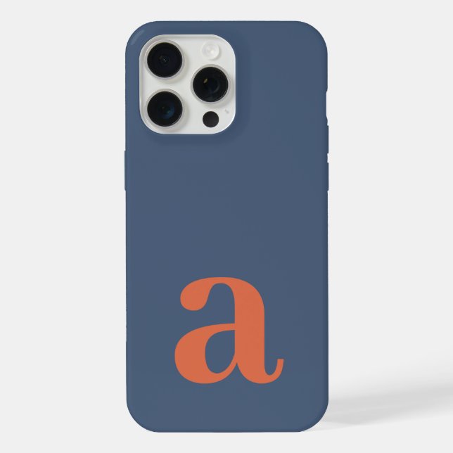Large Monogram Letter Blue & Red Minimalist iPhone Case (Back)