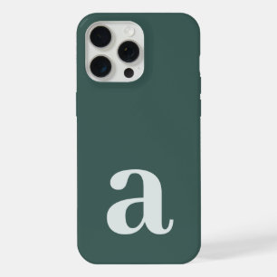 Large Monogram Letter Dark Green Minimalist iPhone 15 Pro Max Case