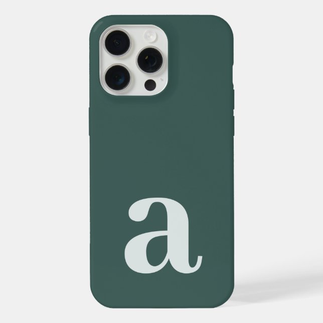 Large Monogram Letter Dark Green Minimalist iPhone Case (Back)