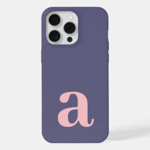 Large Monogram Letter Heather Blue/Pink Minimalist iPhone 15 Pro Max Case