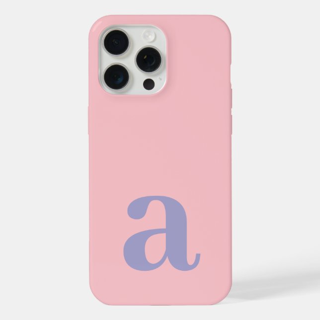 Large Monogram Letter Pink & Blue Minimalist iPhone Case (Back)