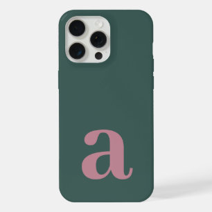 Large Monogram Letter Sea Green/Purple Minimalist iPhone 15 Pro Max Case