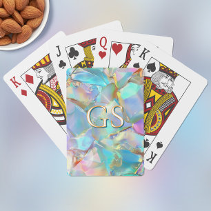 Large Monogram on Opal Playing Cards