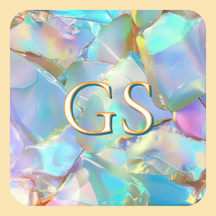 Large Monogram or Name on Opal Square Paper Coaster