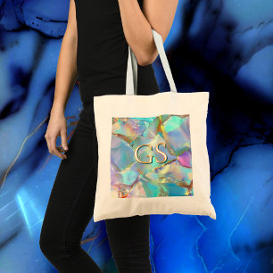 Large Monogram or Name on Opal Tote Bag