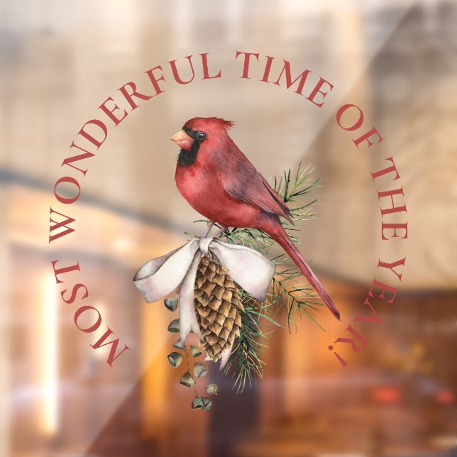 LARGE-Most Wonderful Time, Red Cardinal Christmas  (Sheet 2)
