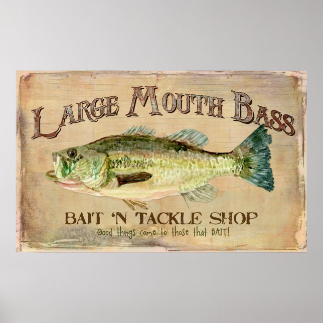 Large Mouth Bass Bait n Tackle Lake Decor (Front)