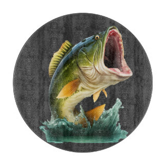 Large Mouth Bass explodes from the water  Cutting Board