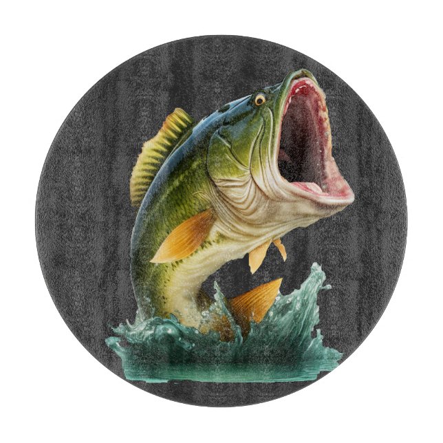 Large Mouth Bass explodes from the water  Cutting Board (Front)