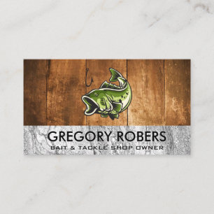 Large Mouth Bass Fish Wood Stone Business Card