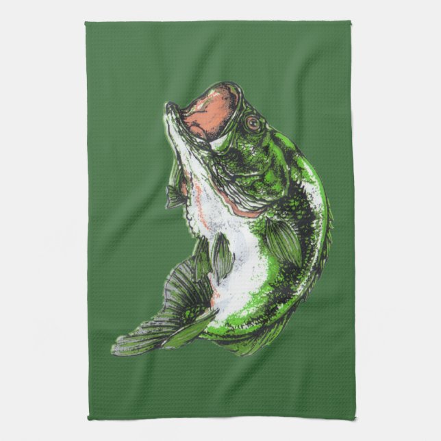Large mouth Bass Tea Towel (Vertical)