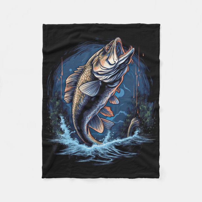 Large Mouth Byss Fishing Fish Small Fisherman  Fleece Blanket (Front)