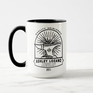 Large Mug, Anvil Design Black Mug