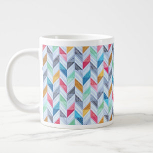 Large Mug - Multi Coloured Herringbone Pattern