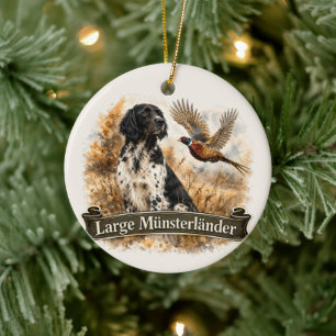 Large Münsterländer with Pheasant Ceramic Tree Decoration