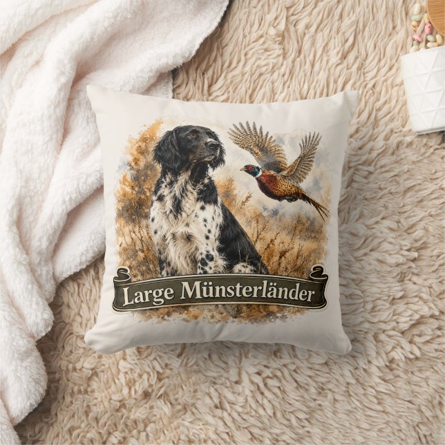 Large Münsterländer with  Pheasant Cushion (Blanket)