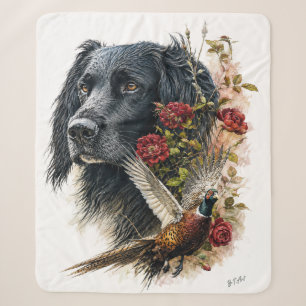 Large Munsterlander with pheasant   Sherpa Blanket