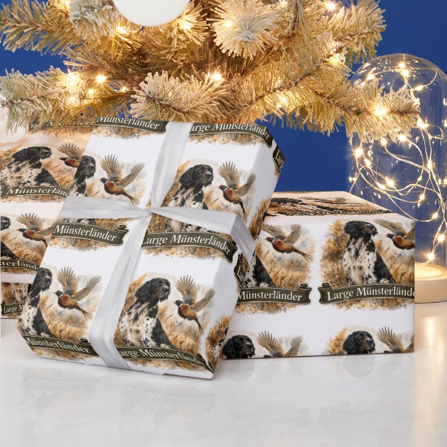 Large Münsterländer with  Pheasant Wrapping Paper (Holidays)