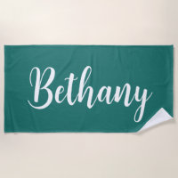 Large Name in White on Dark Aqua Blue Green