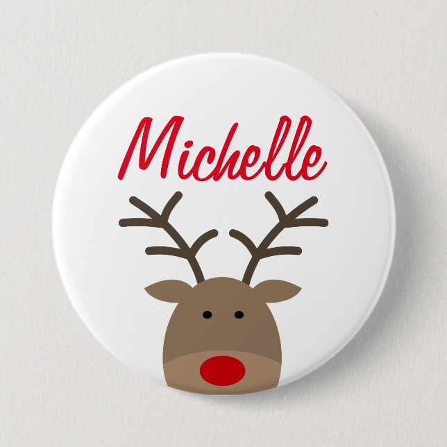 Large name reindeer buttons for Christmas party (Front)