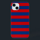 Large Nautical Theme Horizontal Stripes Style iPhone 15 Mini Case<br><div class="desc">A modern vibrant red and blue horizontal stripes print decor for a fine custom gift.  
 


 
Use the "Ask this Designer" link to contact us with your special design requests or for some assistance with any of your customisation project needs.</div>