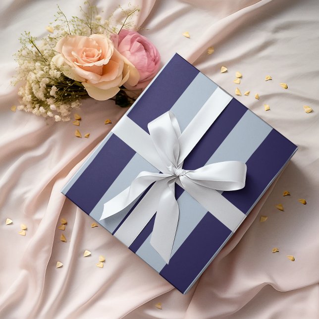 Large Navy and Dusty Blue Vertical Stripes Wrapping Paper (Large Navy and Dusty Blue Vertical Stripes Wrapping Paper)