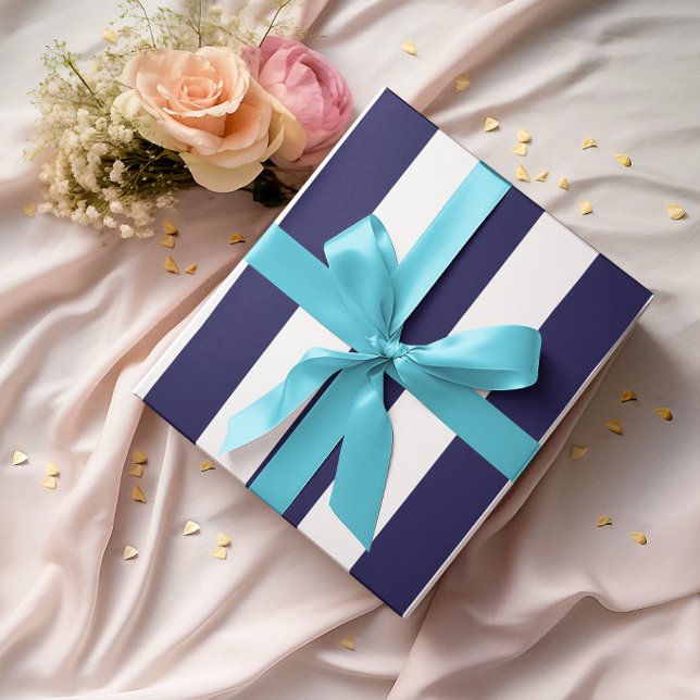 Large Navy and White Vertical Stripes Wrapping Paper (Large Navy and White Vertical Stripes Wrapping Paper)