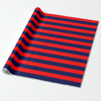 Large Navy Blue and Red Stripes Wrapping Paper