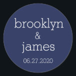 Large Navy Blue Modern Wedding Stickers<br><div class="desc">Large navy blue modern wedding stickers with customisable text</div>