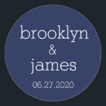 Large Navy Blue Modern Wedding Stickers<br><div class="desc">Large navy blue modern wedding stickers with customisable text</div>