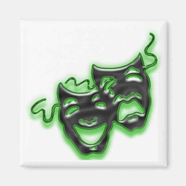 Large Neon Green Masks Square Magnet (Front)