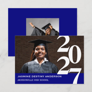 Large Numbers Blue - 3x5 Graduation Announcement