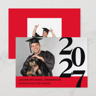 Large Numbers Red - 3x5 Graduation Announcement