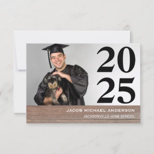 Large Numbers & Wood - 3x5 Graduation Announcement