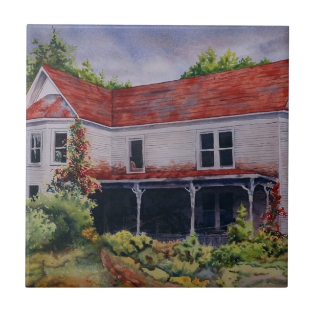 Large old abandoned white house with vines tile (Front)