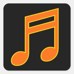 Large Orange and Yellow Musical Note Square Sticker