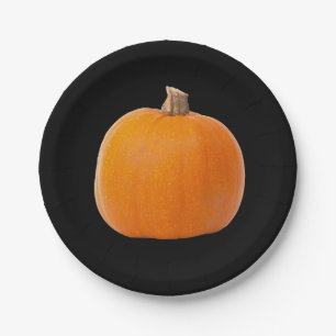 Large Orange Fall Harvest Pumpkin Paper Plate