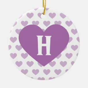 Large Orchid Purple Heart - Monogram Ceramic Tree Decoration