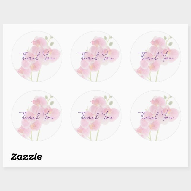 Large Orchid Thank You Stickers (Sheet)