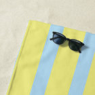 large pale blue yellow stripes monogrammed