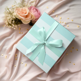 Large Pale Turquoise Horizontal Stripes Wrapping Paper