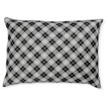 Large Pampered Puppy Bed Luxury Grey Check Plaid