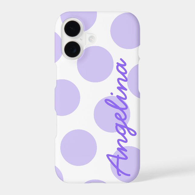 Large Pastel Purple Polka Dot Pattern Personalised iPhone Case (Back)