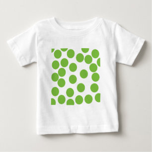 Large Pea Green Dots on White. Baby T-Shirt