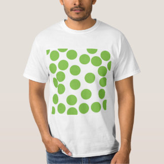 Large Pea Green Dots on White. T-Shirt