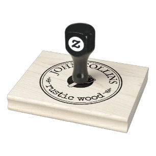 Large Personalised Rustic Hammer Logo Custom Rubber Stamp