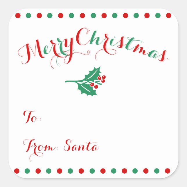 Large Personalised Square Christmas Gift Tags (Front)