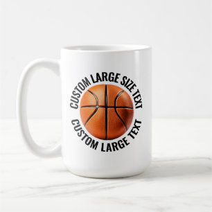Large Personalised Text Basketball 15oz. Custom Coffee Mug